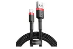 Kabel wzmocniony USB A -> Lightning, 2 metry, czarny/czerwone wstawki  BASEUS CALKLF-C19