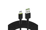 Kabel, przewód USB-C podświetlenie LED zielone 120 cm Green Cell Ray KABGC06