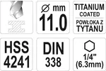 Wiertło do metalu hss-tin 11,0mm hex YATO YT-44773